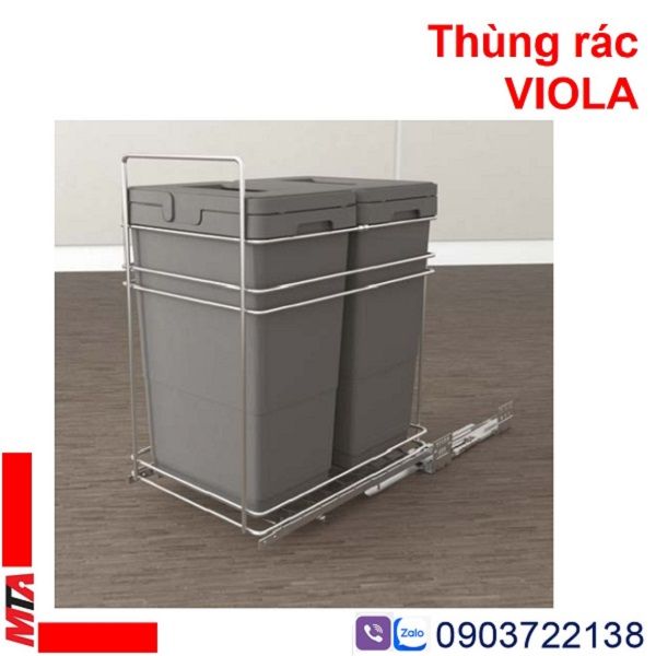 thùng rác hafele dòng VIOLA lắp âm tủ, tủ rộng 400mm