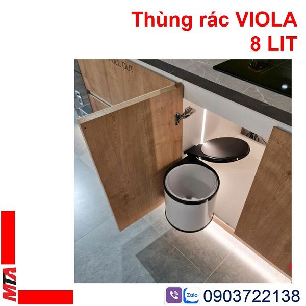 Thùng rác hafele dòng VIOLA dạng trụ tròn gắn cánh cửa mở quay MSP 502.24.003