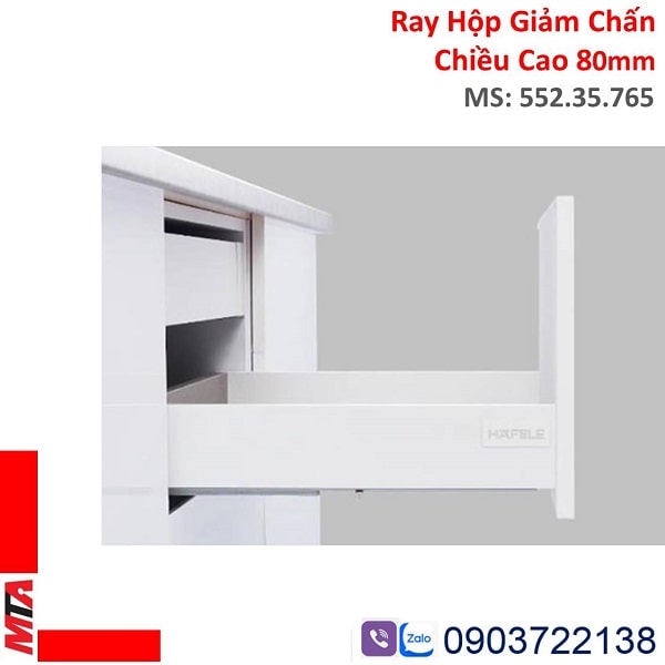 Ray Hộp Alto-S Hafele Giảm Chấn 552.35.765 Màu Trắng Mờ